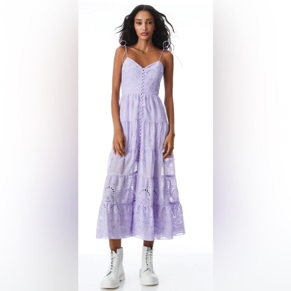 Alice & Olivia Shanti Button front eyelet dress size 6 (worn once!)
